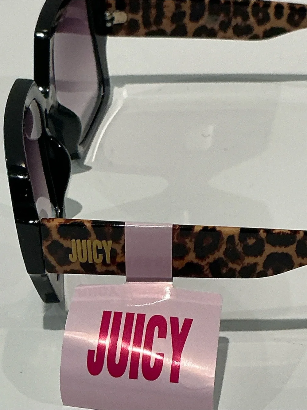 NWT Juicy Couture Black Frame w/Tiger Pattern handles 100% UV Protection glasses